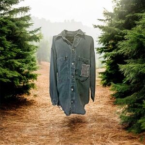 RESULTS Vtg Blue Denim Oversized Shirt Men's M